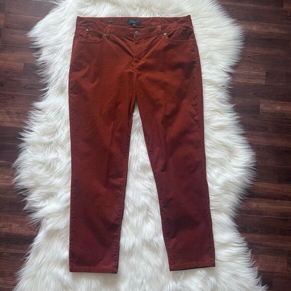 Talbot's Stretch Corduroy Straight Leg Pants 16 Burnt Orange Supersoft Career - Picture 2 of 9